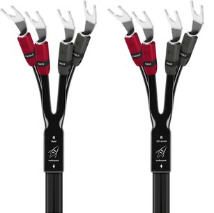 Audioquest Rocket 11 SBA Lautsprecherkabel, Bi-Wiring, Metallgabelschuhe, schwarze Ummantelung mit roten und grauen Markierungen Treble/Bass