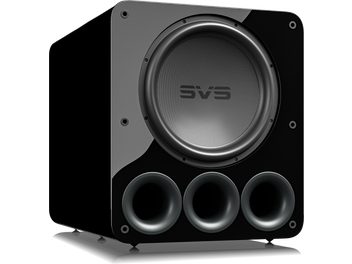Caisson de grave SVS PB-5000 R|Evolution noir laqué face avant avec haut-parleur circulaire et 3 évents frontaux