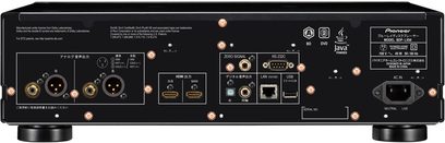 Lettore Blu-ray Pioneer BDP-LX88-K, vista frontale, pannello nero con connettori audio/video, porte USB e HDMI, display LED