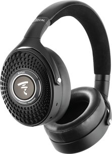 Căști hifi fără fir Bluetooth Focal Bathys deep black, vedere laterală, bandă de susținere căptușită, pernițe circulare, grilaj perforat