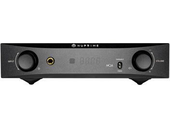 Convertisseur audio DAC Nuprime DAC-9X noir, face avant avec afficheur, molette, bouton, entrées et sorties audio