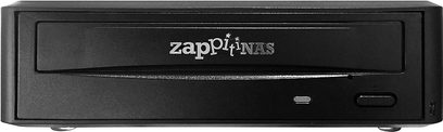 „Zappiti Drive 4K" 4K Blu-ray grotuvas, stačiakampio formos matinio juodo korpuso, paprasto priekinio skydelio su baltu logotipu