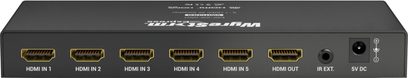 Wyrestorm SW-0501 HDMI-switch og -splitter med 5 HDMI-indgange, 1 HDMI-udgang, 1 IR-udgang og 5V DC-strømforsyning