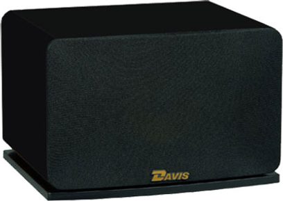Kompakt sort centerhøjttaler Davis Acoustics Centrale Eva, forside med beskyttelsesgitter