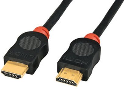 Lindy 41172 HDMI-kabel 2 m, forgyldte HDMI-stik, sort kappe, set ovenfra
