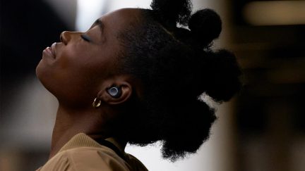 view of headphones on a person