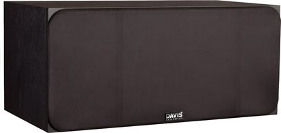 Centralhøjtaler Davis Acoustics Ariane C2 i sort træ, stofgrill med afrundede kanter, frontlogo, set fra tre kvart