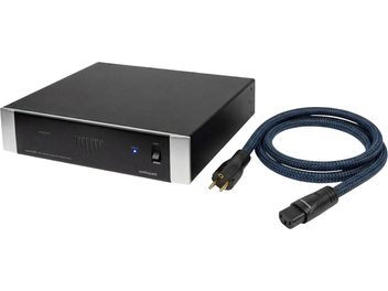 Audioquest Niagara 3000 voolufilter Monsoon IEC 13 2 m sinise punutud toitekaabliga, vaade kolmest veerandist