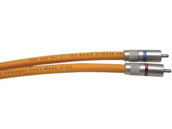 Cabo de áudio RCA Van den Hul 3T The Rock Hybrid 1,2 m, par com bainha laranja e conectores metálicos vermelho e azul