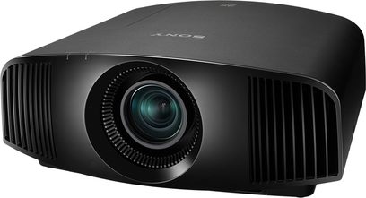 Sony VPL-VW260ES sort videoprojektor, frontvisning, centreret linse, sideventilationsgitre, afrundet form