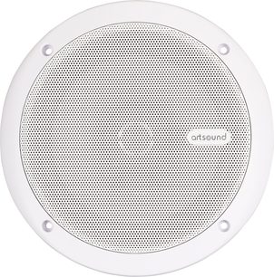 Altavoz de techo empotrable ArtSound MDC64.2 blanco redondo con rejilla metálica perforada vista frontal