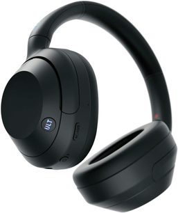 ULT WEAR črna, brezžične slušalke Sony, pogled s strani, ovalne ušesne blazinice, oblazinjen naglavni trak, vidni gumbi