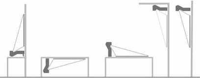Sort-hvidt teknisk diagram af en Sanyo PLC-XL50 projektor set fra siden, der viser de forskellige dele og dimensioner