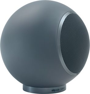 Cassa acustica Elipson Planet L Performance blu opaco con forma sferica, griglia metallica circolare e base cilindrica