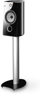 Focal Profile S 908 sort standfod, set forfra, i metal, med rektangulær lodret højttaler og cirkulær base