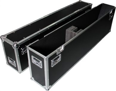 Atviras ekrano transportavimo dėklas Power Acoustics Flight écran 65 MK2, juodas su sidabriniais apvadais ir įleistomis rankenomis