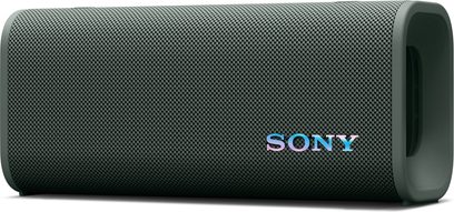 Přenosný Bluetooth reproduktor Sony ULT Field 3 šedý, pohled zepředu ze tří čtvrtin, válcové tělo potažené šedou síťovinou s bočními plastovými koncovkami a duhovým logem Sony