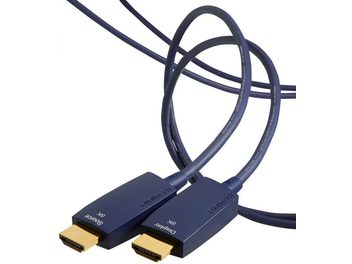 Кабели HDMI Furutech HF-A-NCF 5M, тъмносини конектори, черни обложки, изглед отгоре, извити кабели