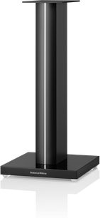 Bowers & Wilkins FS 700 S3 sort højttaler, set forfra, vertikal rektangulær form, firkantet base, blank sort finish