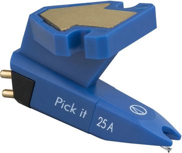Přenoska Pro-Ject Pick it 25 A modrá, pohled shora a z boku, trojúhelníkový tvar, diamantový hrot