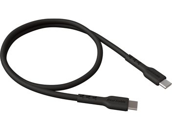 USB-C-auf-USB-C-Kabel Real Cable iPlug-USB60 schwarz, Kunststoffummantelung, USB‑C-Stecker mit Verstärkungen, Draufsicht