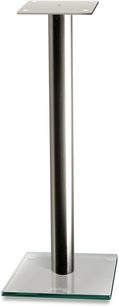 Norstone Design Epur Stand højttalerfod i glas og forkromet metal, set forfra