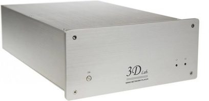 Lettore audio di rete 3D Lab Nano player platinum V5 in alluminio spazzolato, vista frontale, formato rettangolare