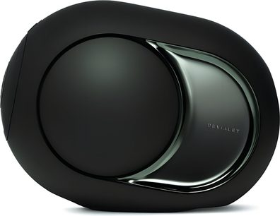 DEVIALET Phantom Ultimate 108 dB Deep Forest csatlakoztatható hangszóró, sztereó, fekete-zöld tojásdad alak, oldalnézet, fém oldallal