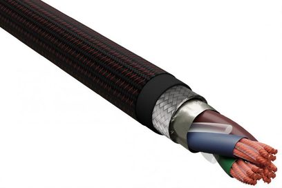 Clarus Aqua 2m toitekaabel musta ja punase punutud kattega, otsas mitmevärvilised sisemised juhtmed