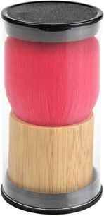 Enova HIFI BVA 25 vinylborstel met roze haren, handvat met houteffect en zwarte eindkappen, vooraanzicht