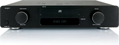 Tangent EXEO-CDP sort CD-afspiller, set forfra, med LCD-display, knapper og stik på forsiden