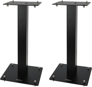 Enova HIFI MAJESTY 50 BL sort, to rektangulære højttalerstativer, set forfra, firkantede top- og bundplader