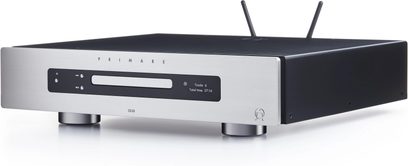 Lecteur CD Primare CD35 Prisma argintiu, vedere frontală, față argintie cu afișaj și butoane de control