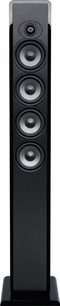 Boston Acoustics RS 334 sort højttaler, set forfra, med 4 runde højttalere placeret lodret