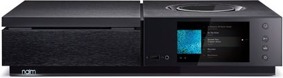 Naim Audio Uniti Star svart "alt-i-ett" høytrolig høyttalersystem med fargedisplay som viser et brukergrensenitt