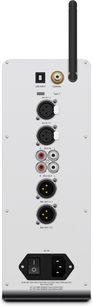 Préampli casque haute-fidélité Hifiman EF600, vue arrière, connecteurs USB, coaxial, XLR, RCA, alimentation, antenne