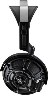 Åpne hifi-hodetelefoner Yamaha YH-4000, svart og sølv metall med plastdeler, ørekopp med perforert gitter, sidevisning