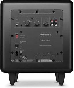 Cambridge Audio MSX Sub 300 subwoofer sort, set bagfra med justeringspanel, RCA-stik og fødder