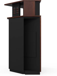 Акустична колонка Klipsch Khorn AK7 у дерев'яному виконанні Auburn з коричневим і чорним кольорами, вид збоку з видимими роз'ємами на задній панелі