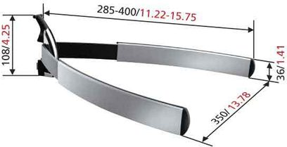 Vogel's EFA 6825 tilbehør til møbler i krommetalfinish, profilvisning med mål i millimeter, langstrakt buet form