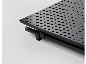 Pannello acustico forato nero opaco Artnovion FixArt Tube Double in plastica, fissaggio tramite 2 tubi integrati