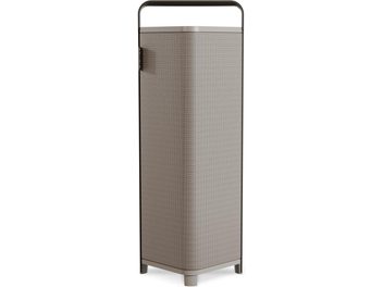 Bärbar Bluetooth-högtalare Sonoro Vibes XL i taupe, hög pelarmodell med tygfront i taupe och handtag i metall