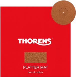 Turntable mat for Thorens vinyl turntable Cork Felt in brown cork with textured surface, front view