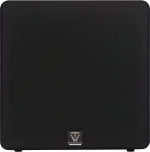 Kompakt sort Tonewinner SW-D2000 subwoofer med glat front, afrundede hjørner og centralt metal-logo nederst