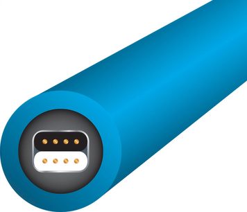Audio kabel RCA Wireworld Stream modrý s černými a zlatými RCA konektory, pohled v perspektivě a detailní záběr