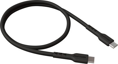 Real Cable iPlug-USB60 USB-C til USB-C-kabel, sort, plastkappe, USB-C-stik med forstærkninger, set ovenfra