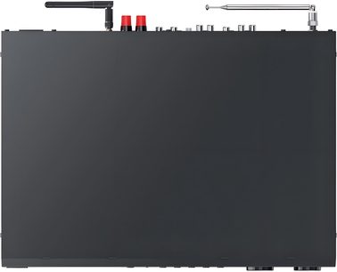 Kenwood KR-W8000SCD-B hi-fi-system i sort metal, set ovenfra, Wi-Fi-antenne, teleskopantenne og øverste knapper