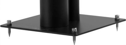 Підставка для аудіотехніки Norstone Design Stylum 3 чорний сатин, чорна квадратна платформа, 4 конічні ніжки, чорна циліндрична центральна стійка