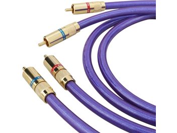 Cable de audio RCA Van den Hul violeta con conectores dorados y marcas roja y azul