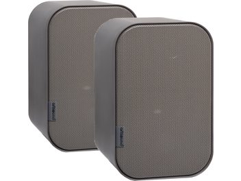 Casse hi-fi compatte ArtSound UNI20 grigie, coppia rettangolare con angoli arrotondati e griglia metallica forata grigia